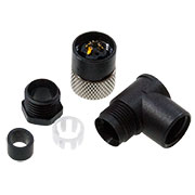 6009975, DOS-0804-W розетка M8*4конт угловая накидная гайка