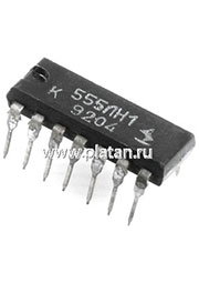 К555ЛН1 (90-97г), 6 логических элементов "НЕ" (SN74LS04N)