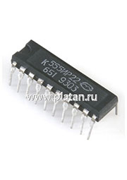К555ИР22 (90-97г), 8-ми разрядный буферный регистр с потенциальным управлением (SN74LS373N)