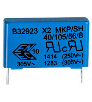 B32923C3224M, фильтр X2  0.22uF 20% 305Vac e:22.5mm