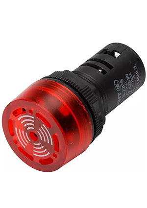 593401, Сигнализатор звуковой ND16-22FS ?22 мм красный LED АС380В
