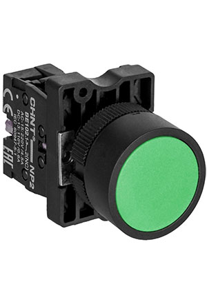 574816, Кнопка управления NP2-EA31 без подсветки зеленая 1НО IP40 аналог 574085