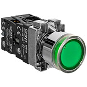 574268, Кнопка управления NP2-BW3365 1НО+1НЗ зеленая AC/DC230В(LED) IP40