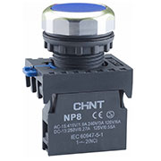 578645, Кнопка упр. NP8-10BN/6 без подсветки, самовозв., синий 1НО, IP65