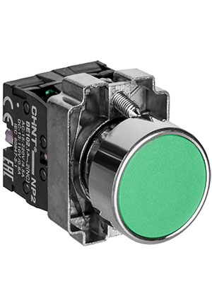 573763, Кнопка управления NP2-BA35 без подсветки зеленая , 1НЗ +1НО IP40