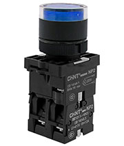 575725, Кнопка управления NP2-BW3665 плоская, синяя, 1НО+1НЗ, AC/DC230В (LED), IP40