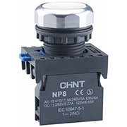 578662, Кнопка управления NP8-10BND/1 1НО белая AC110В-220В(LED) IP65
