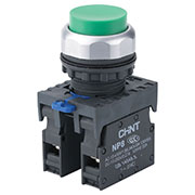 667109, Кнопка упр. выступ., NP8-11GN/3 без подстветки, самовозвратом, зелен., 1НО+1НЗ, IP65