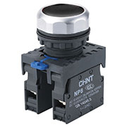 667112, Кнопка упр. NP8-11BN/2 без подсветки, самовозвратом, чёрная, 1НО+1НЗ, IP65