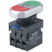 667175, Двойная кнопка NP8-11SD 1НО+1НЗ желтая AC110В-220В(LED) IP65