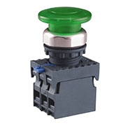 667284, Кнопка управления "Грибок" ?40мм с самовозвр. NP8-11MD/13 1НО+1НЗ зелёная AC110В-220В(LED) I