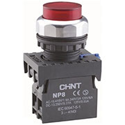 667309, Кнопка управления NP8-01GND/4 1НЗ красная AC110В-220В(LED) IP65