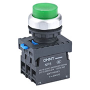 667312, Кнопка управления NP8-11GND/3 1НО+1НЗ зеленая AC110В-220В(LED) IP65