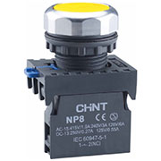 667321, Кнопка управления NP8-10BND/5 1НО желтая AC110В-220В(LED) IP65