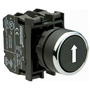 B102DHOD, Кнопка нажимная круглая черная со стрелкой