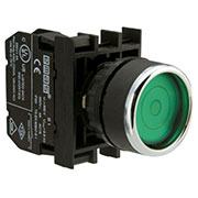 B102FY, Кнопка с фиксацией зеленая (1НО+1НЗ)