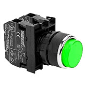 B102HY, Кнопка выступающая зеленая (1НО+1НЗ)
