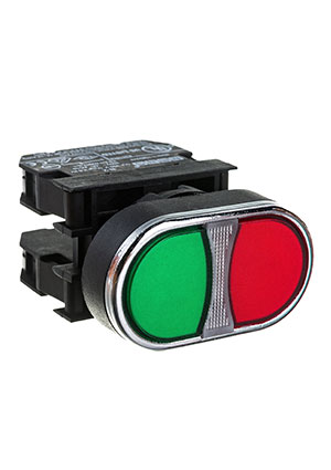 B102K20KY, B102K20KY Кнопка сдвоенная красно-зелёная (1HO+1H3)