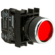 B160FK, Кнопка с фиксацией подсветкой-светодиод красная (1НО)