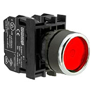 B162FK, Кнопка с фиксацией подсветкой-светодиод красная (1НО+1НЗ)