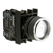 B1B1FB, Кнопка с фиксацией подсветкой-светодиод белая (2НО)