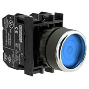 B1M1FM, Кнопка с фиксацией подсветкой-светодиод синяя (2НО)