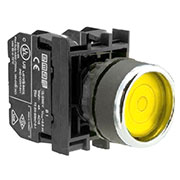 B1S2FS, Кнопка с фиксацией подсветкой-светодиод желтая (1НО+1НЗ)