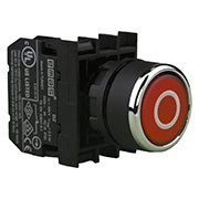 B200DKO, Кнопка нажимная круглая красная с маркировкой "0"