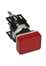 D060DXK, Сигнальная арматура 16 мм, прямоугольная 12-24 AC/DC красная