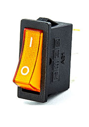 A21B1S11, Выключатель в чёрном корпусе жёлтая клавиша с подсветкой 1НО