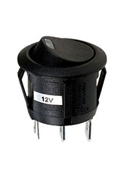 R13-112LBBOTR3-G, переключатель клавишный ON-OFF 250B 6A черный с красной подсветкой