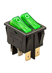 797 ПЕРЕКЛЮЧАТЕЛЬ 6 КОНТ. 250В/15.0А ЗЕЛЕНЫЙ С ПОДСВЕТКОЙ (767)