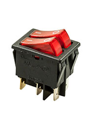 797 ПЕРЕКЛЮЧАТЕЛЬ 6 КОНТ. 250В/15.0А КРАСНЫЙ С ПОДСВЕТКОЙ (767)