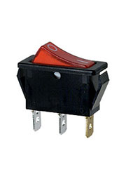 R495BRBET2-G, переключатель клавишный ON-OFF 250В 16A с красной подсветкой (аналог B120E)