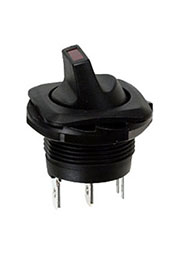R13-135LPBBOTR5-G, переключатель клавишный ON-OFF 250B 6A черный с красной подсветкой