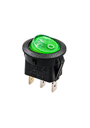 777 ПЕРЕКЛЮЧАТЕЛЬ 3 КОНТ. 12В/8.0А ЗЕЛЕНЫЙ (768) КРУГЛЫЙ