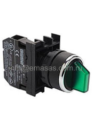 B100SL20Y, Переключатель 0-1 с фиксацией зеленый (1НО)