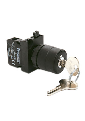 CP100AA20, Кнопка с ключом 0-1, с фиксацией,ключ выним. в полож. 0 (1НО)