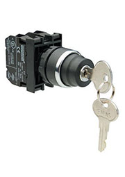 B102AA30, Кнопка с ключом 2-0-1, ключ вынимается в положении 0 (1НО+1НЗ)