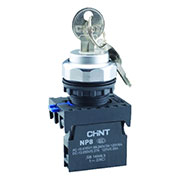 578669, Переключатель ключом NP8-10Y/21, 2 положения самовозв., 1НО, IP65