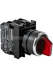 B100SL30K, Переключатель 2-0-1 с фиксацией красный (1НО)