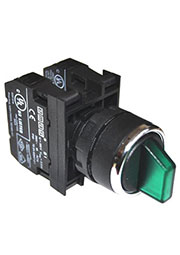 B102SL32Y, Переключатель 2-0-1 без фиксации зеленый (1Н0+1НЗ)