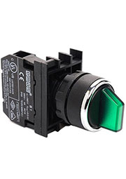B130SL21Y, Переключатель с подсветкой неон 0-1 без фиксации зеленый (1НО)