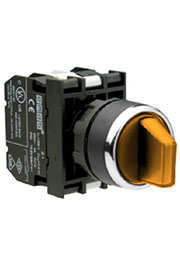 B131SL30S, Переключатель с подсветкой неон 2-0-1 с фиксацией желтый (2НО)