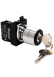 CM102AA20, Кнопка с ключом 0-1, с фиксацией,ключ выним. в полож. 0 (1НО+1НЗ)