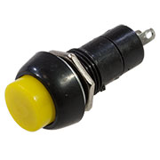PBS-11AY, кнопка с фиксацией 12мм 250В 1А желтая 2 контакта ON-OFF