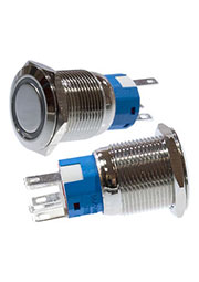 SC-984R d19 250V, Кнопка антивандальная металл 19мм 250В/5А, фикс/подсветка красная