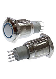 SC-985B-16 12V, Кнопка антивандальная металл 16мм 12В, синяя