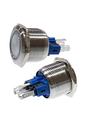 SC-985B-22 12V, Кнопка антивандальная металл 22мм 12В, синяя
