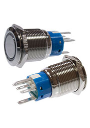 SC-985G-19 250V, Кнопка антивандальная металл 19мм 250В/5А, с подсветкой зеленая